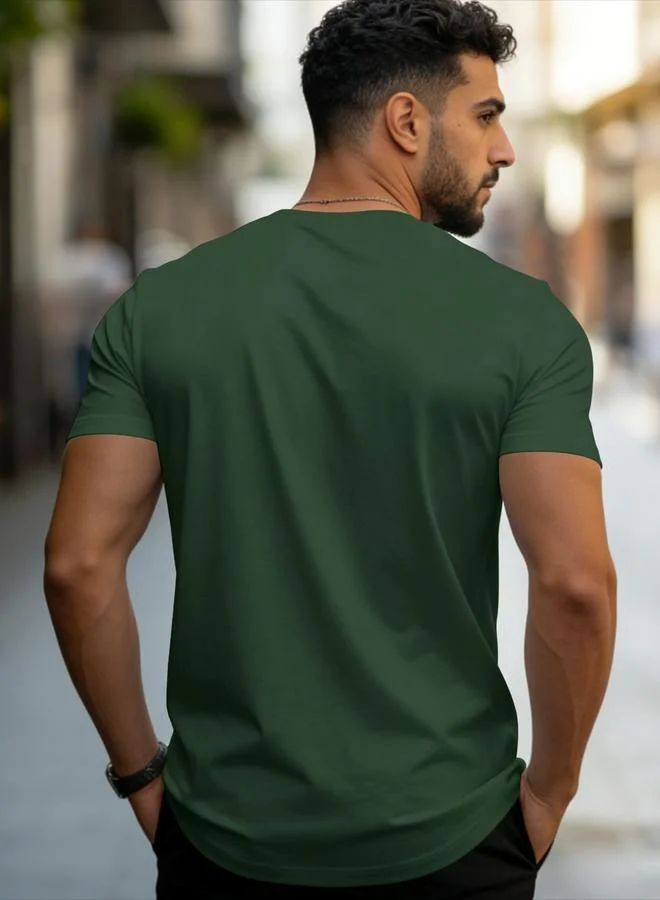 Take Two Dark Green Slogan Print Round Neck T-Shirt