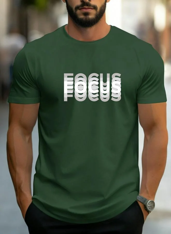 Take Two Dark Green Slogan Print Round Neck T-Shirt