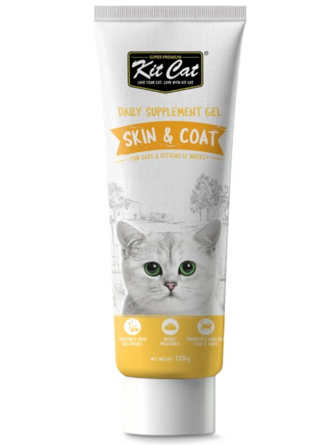 Kit Cat Cat Vitamins & Daily Skin & Coat Support Paste for Cats & Kittens - 120g - Anti-Allergy & Healthy Fur Formula - Image 1