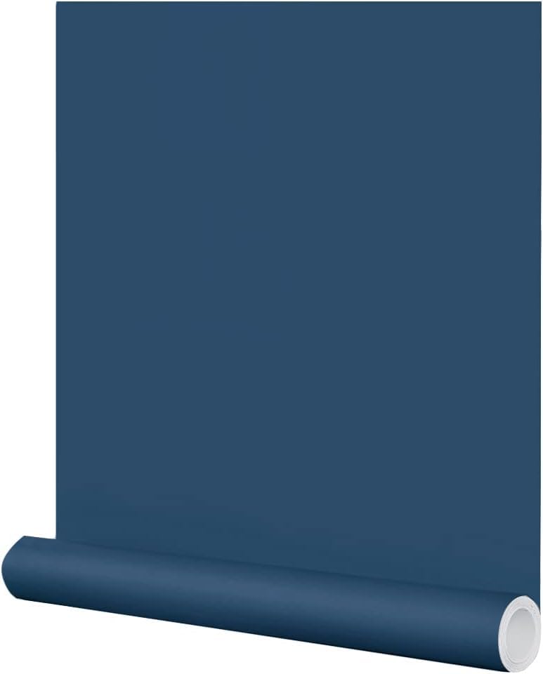 SUNBIRD Navy Blue Peel and Stick Wallpaper Matte Blue Contact Paper Solid Wall Paper Self-Adhesive Thick Vinyl Removable Wallpaper for Wall Decoration (Navy, 12" x 48" Inch) - Image 1