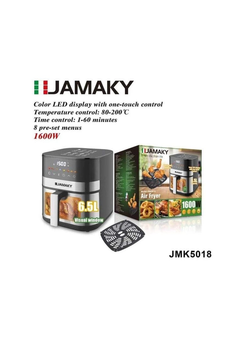 Jamaki Jamaki Digital Air Fryer 5.6L 1600W JMK 5018 LED Touch Screen Large Easy-Grip Handle Non-Stick Basket for Quick and Easy Cleaning