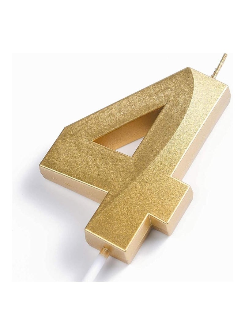 GOLDEDGE 3D Shape Birthday Cake Candles Gold Glitter Birthday Candles Decorative Decoration for Birthday Anniversary Wedding Party Graduation Party (Number 4) - Image 3