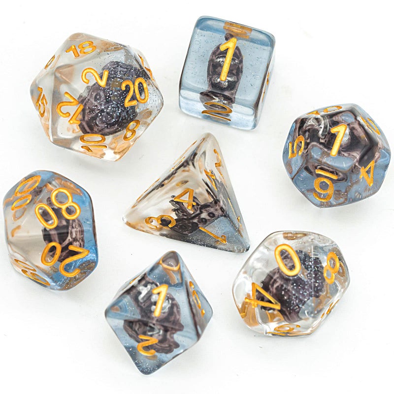 UDIXI 7Die Polyhedral DND Dice Set Resin DD Dice Filled with Sailboat for Role Playing GameRPGTabletop Game - Image 3