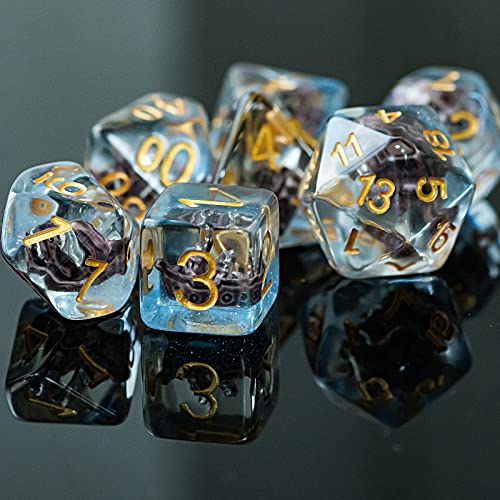 UDIXI 7Die Polyhedral DND Dice Set Resin DD Dice Filled with Sailboat for Role Playing GameRPGTabletop Game - Image 5