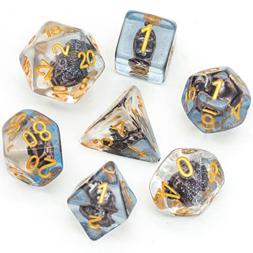 UDIXI 7Die Polyhedral DND Dice Set Resin DD Dice Filled with Sailboat for Role Playing GameRPGTabletop Game - Image 1