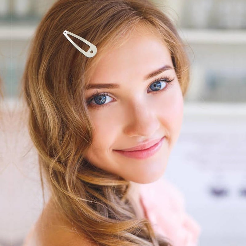 Cinaci 120 Pack Bulk Solid Plain Blank DIY Craft 5cm/2" Silver Metal Snap Hair Clips with Hole Hair Barrettes for Women Girls Baby Toddlers Kids Teens Hair Accessories - Image 3