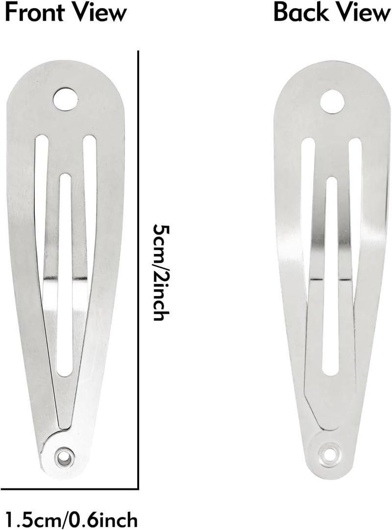 Cinaci 120 Pack Bulk Solid Plain Blank DIY Craft 5cm/2" Silver Metal Snap Hair Clips with Hole Hair Barrettes for Women Girls Baby Toddlers Kids Teens Hair Accessories - Image 5