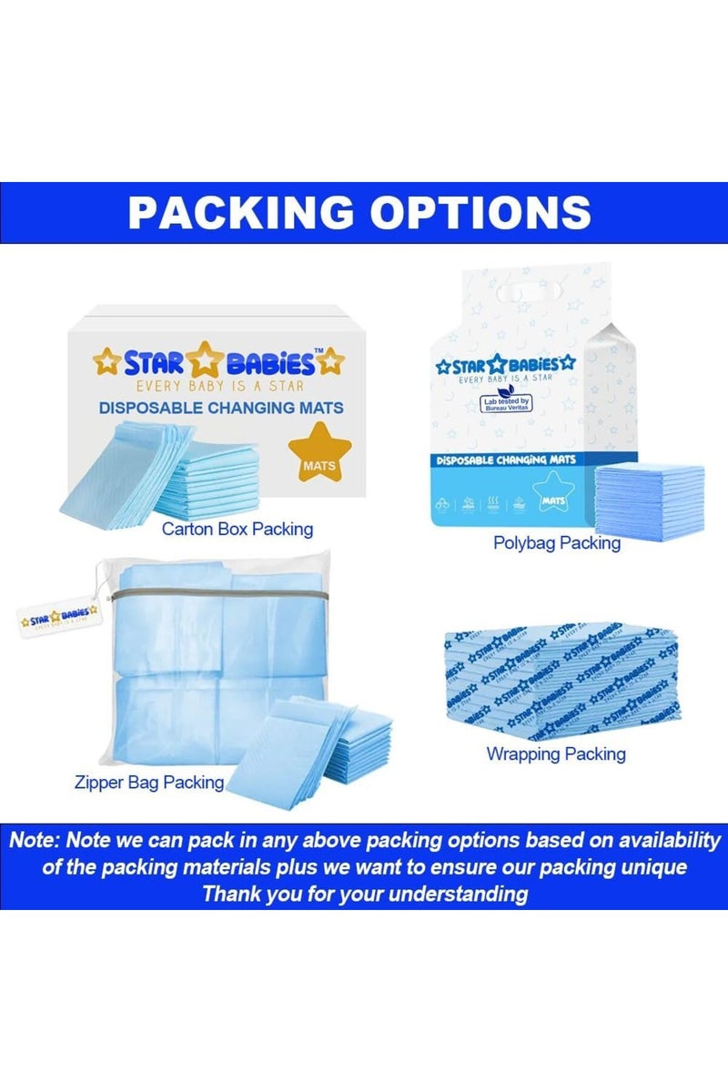 Star Babies Disposable Changing Mats  Leak Resistant  Travel Friendly  Versatile Use  0 Months   33 x 45cm  Blue - 100 Pieces - Image 4