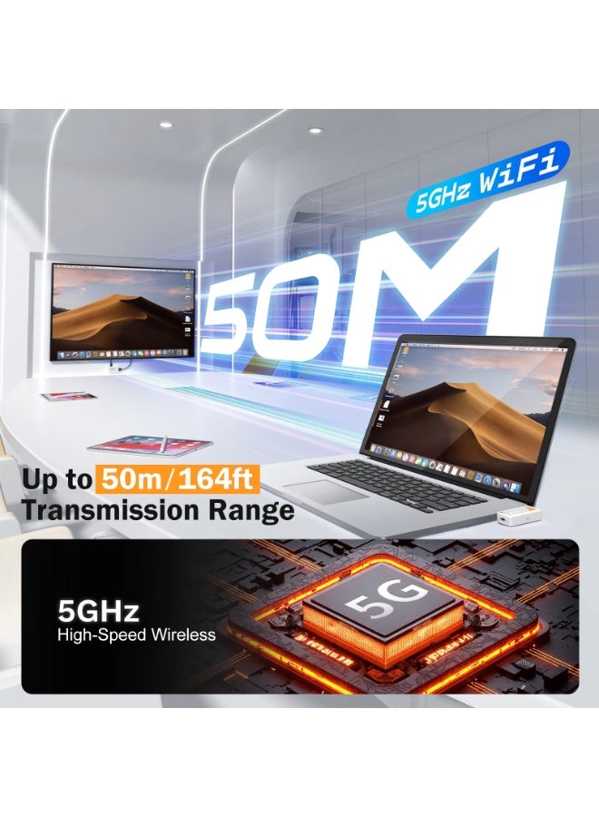 ليموريلي جهاز إرسال واستقبال لاسلكي من نوع Type-C إلى HDMI من Lemorele P400، يدعم دقة فيديو 1080P، موسع نطاق لاسلكي بمدى 50 مترًا، مناسب للمكاتب/التعليم - Image 4