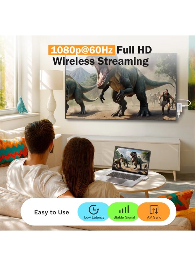 ليموريلي جهاز إرسال واستقبال لاسلكي من نوع Type-C إلى HDMI من Lemorele P400، يدعم دقة فيديو 1080P، موسع نطاق لاسلكي بمدى 50 مترًا، مناسب للمكاتب/التعليم - Image 3