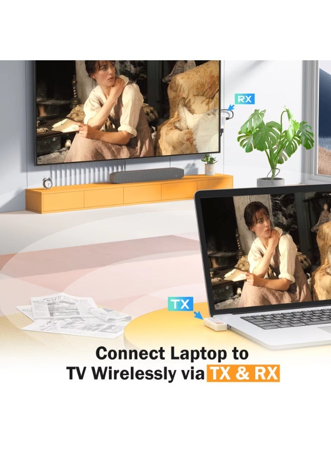 ليموريلي جهاز إرسال واستقبال لاسلكي من نوع Type-C إلى HDMI من Lemorele P400، يدعم دقة فيديو 1080P، موسع نطاق لاسلكي بمدى 50 مترًا، مناسب للمكاتب/التعليم - Image 2
