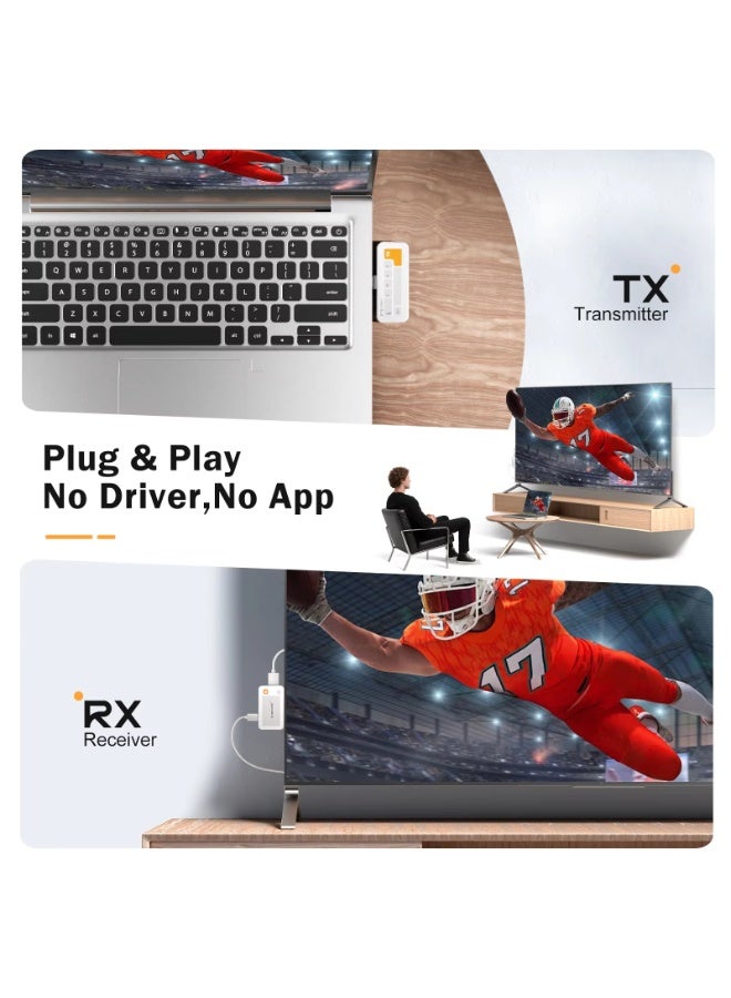 ليموريلي جهاز إرسال واستقبال لاسلكي من نوع Type-C إلى HDMI من Lemorele P400، يدعم دقة فيديو 1080P، موسع نطاق لاسلكي بمدى 50 مترًا، مناسب للمكاتب/التعليم - Image 5