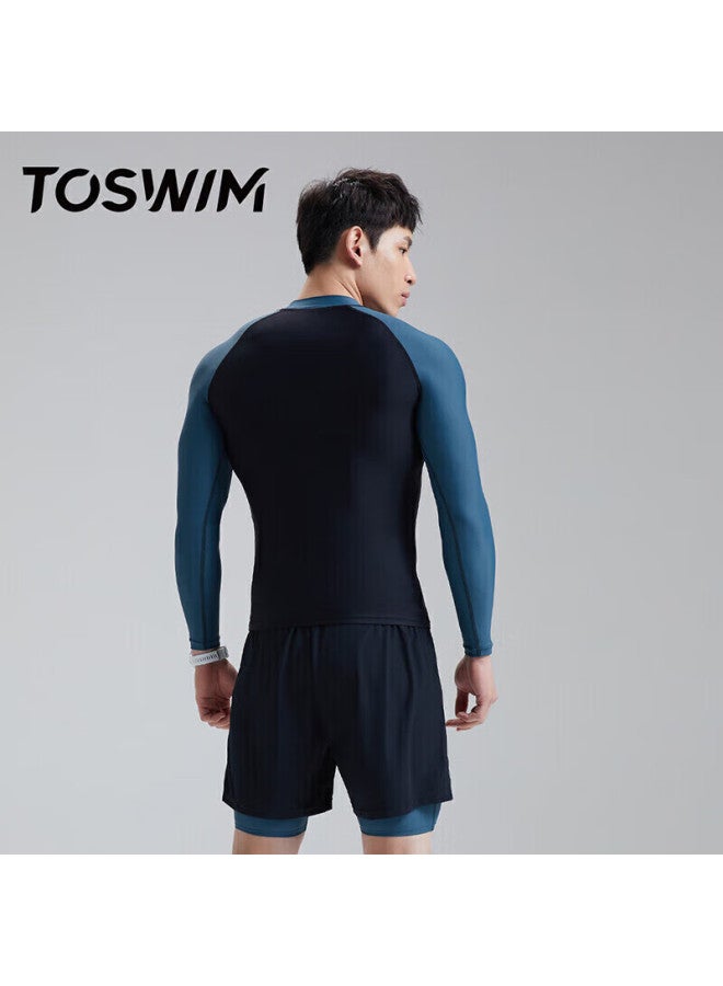 Toswim Men's Swimwear Set, Including Swim Trunks And Swim Top, Hot Spring Outfit, Surfing Suit, Beach Shorts, Anti-embarrassment, Suitable For Water Activities blue Coast Sea Breeze L - Image 2