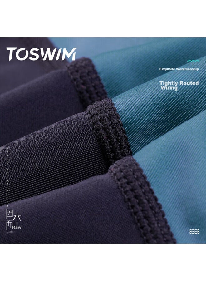 Toswim Men's Swimwear Set, Including Swim Trunks And Swim Top, Hot Spring Outfit, Surfing Suit, Beach Shorts, Anti-embarrassment, Suitable For Water Activities blue Coast Sea Breeze L - Image 4