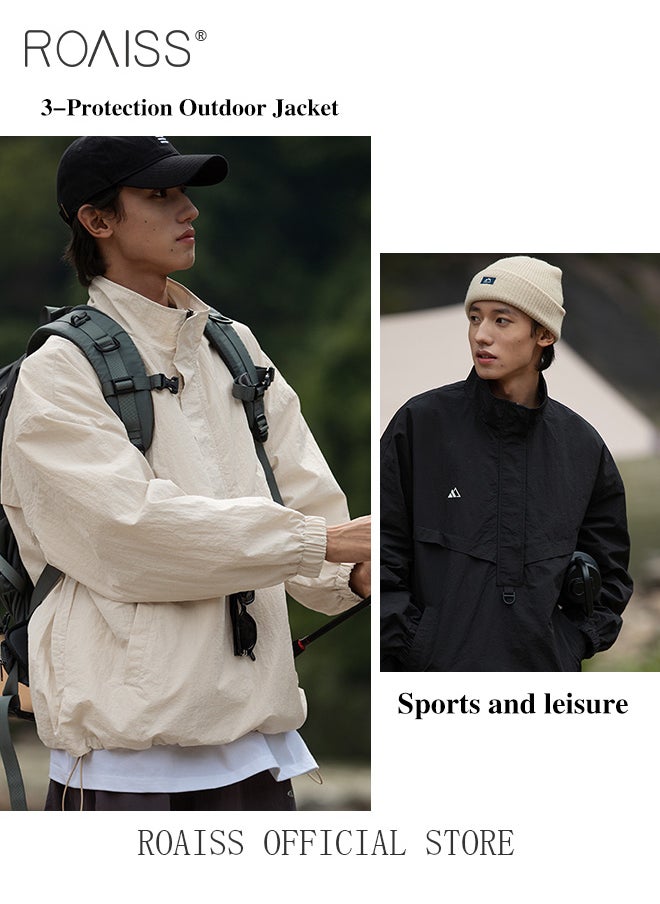 roaiss - Outdoor 3 in 1 Waterproof Windbreaker Jacket Couple Half-Zip Hybrid Functional Jacket - Image 1