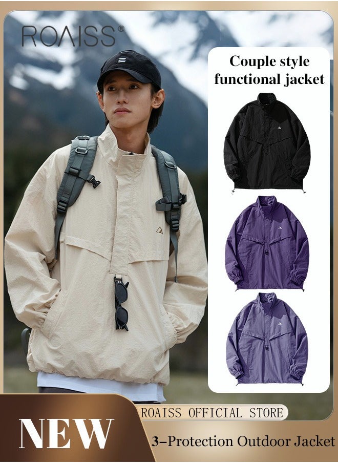roaiss - Outdoor 3 in 1 Waterproof Windbreaker Jacket Couple Half-Zip Hybrid Functional Jacket - Image 1
