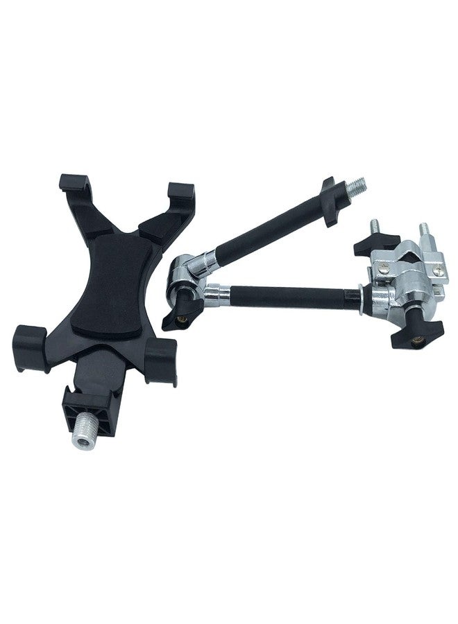TUOREN Drum Set Mounting Clamp with Tablet Mount Holder, Adjustable 8'' to 11'' Tablet Holder with Clamp Mount Bracket for Percussion Mic Drum Cymbal Stand - Image 2