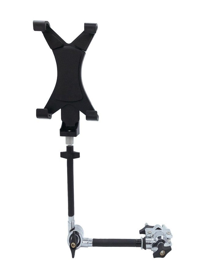 TUOREN Drum Set Mounting Clamp with Tablet Mount Holder, Adjustable 8'' to 11'' Tablet Holder with Clamp Mount Bracket for Percussion Mic Drum Cymbal Stand - Image 1