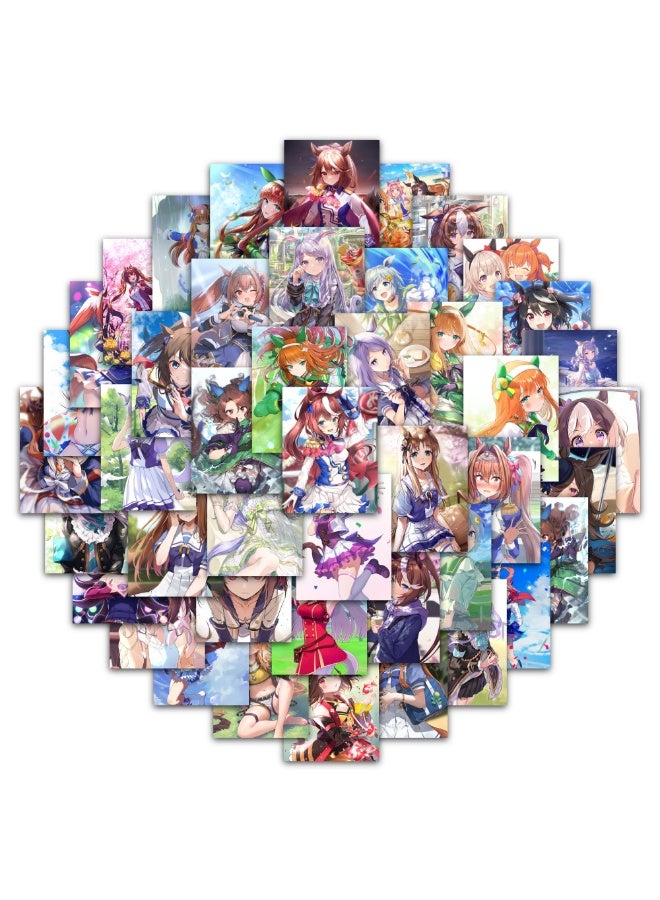 NIBEMINENT 63 Pcs Horse Racing Girl Deco Kit Waterproof Stickers, High Definition Printing Bright Colors, Suitable for Laptop Skateboard Luggage Water Bottle Guitar DIY - Image 1