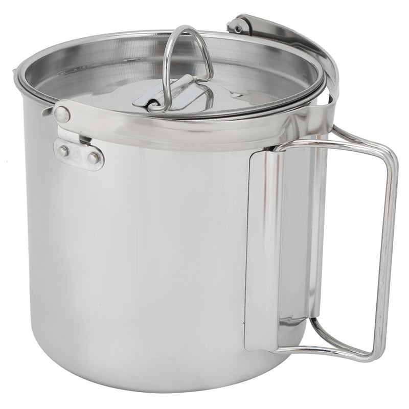 1.2L Outdoor Portable Camping Hiking Stainless Steel Hanging Water Pot Kettle Coffee Pot Kitchenware - Image 1