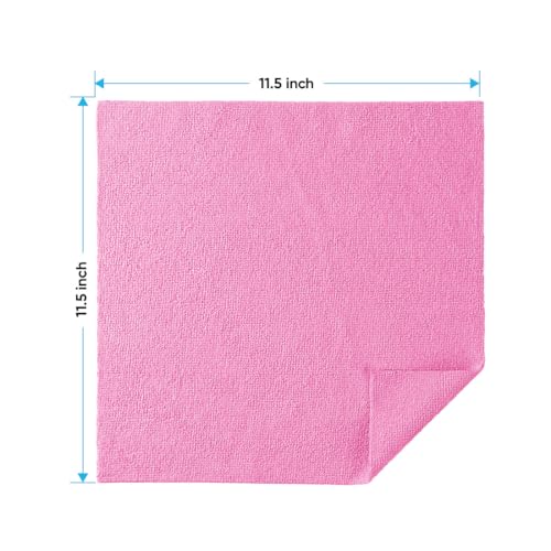 HOMEXCEL Pink Microfiber Cleaning Cloths 20 Pack Cleaning Rags Lint Free ScratchFree Microfiber Towels for Cars House Kitchen Absorbent Cleaning Towels 115 x 115 Inch - Image 3