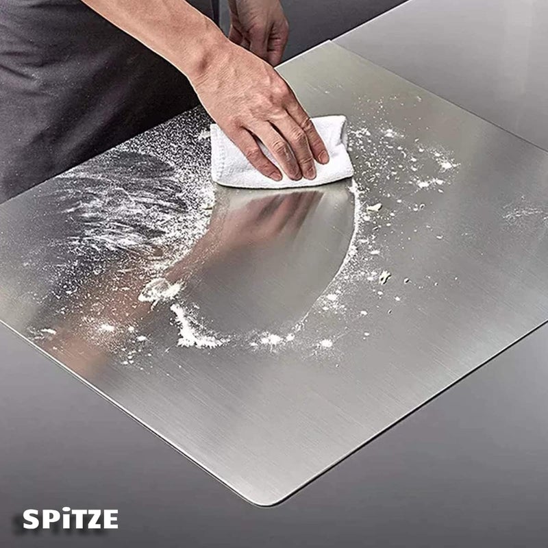 SPITZE Odor free color Extra Large Stainless Steel Chopping Board for Kitchen with Lip | 304 Stainless Steel Cutting Board for Vegetables, Meat, Fruits and Dough Making | Heavy Duty Steel Worktop Board (50x40 cm) Flexible varied design - Image 3