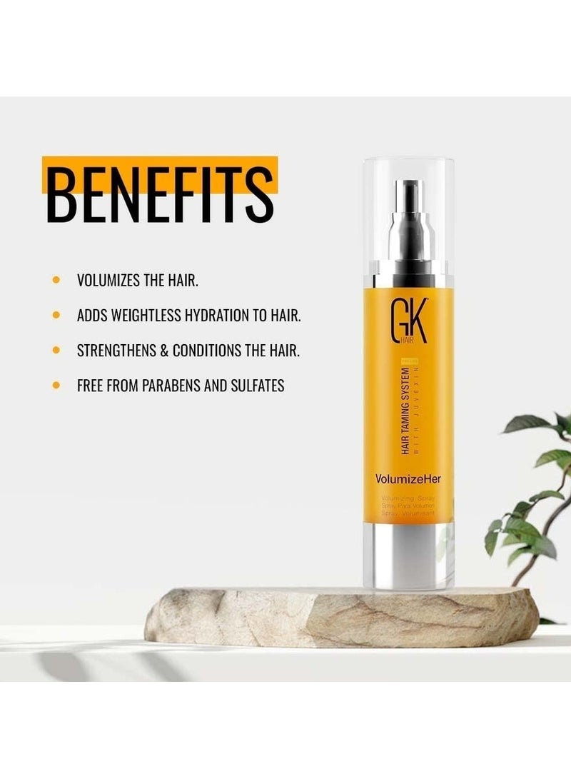 GK Hair VolumizeHer (3.4 Fl Oz/100ml) Hair Spray, Anti-Frizz Hair Straightener, Heat Protectant Spray For Volume, Texture & Hold Paraben-Free - Image 3