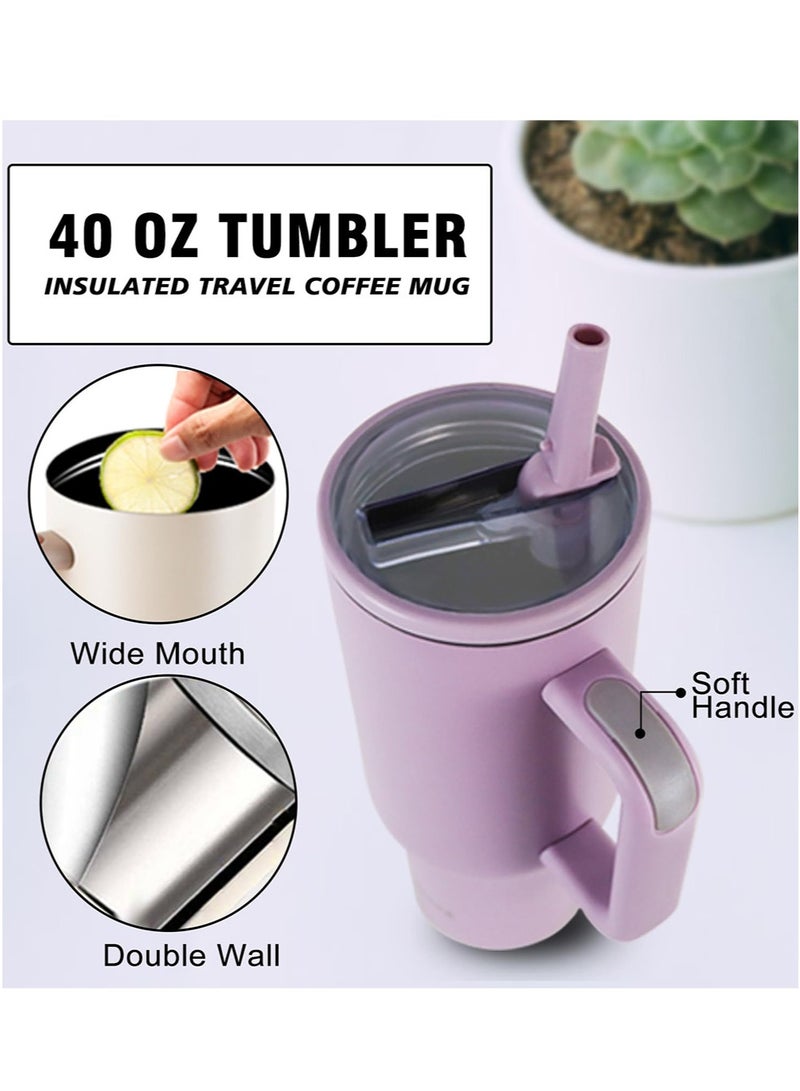 ZEPONOVA Tumbler Stainless Steel Vacuum Insulated Water Bottle - 40OZ (1200ml), 12H Cold & 6H Hot Retention for Water, Iced Tea, Coffee, Smoothie and More, Car Cup Holder Compatible, Purple - Image 4