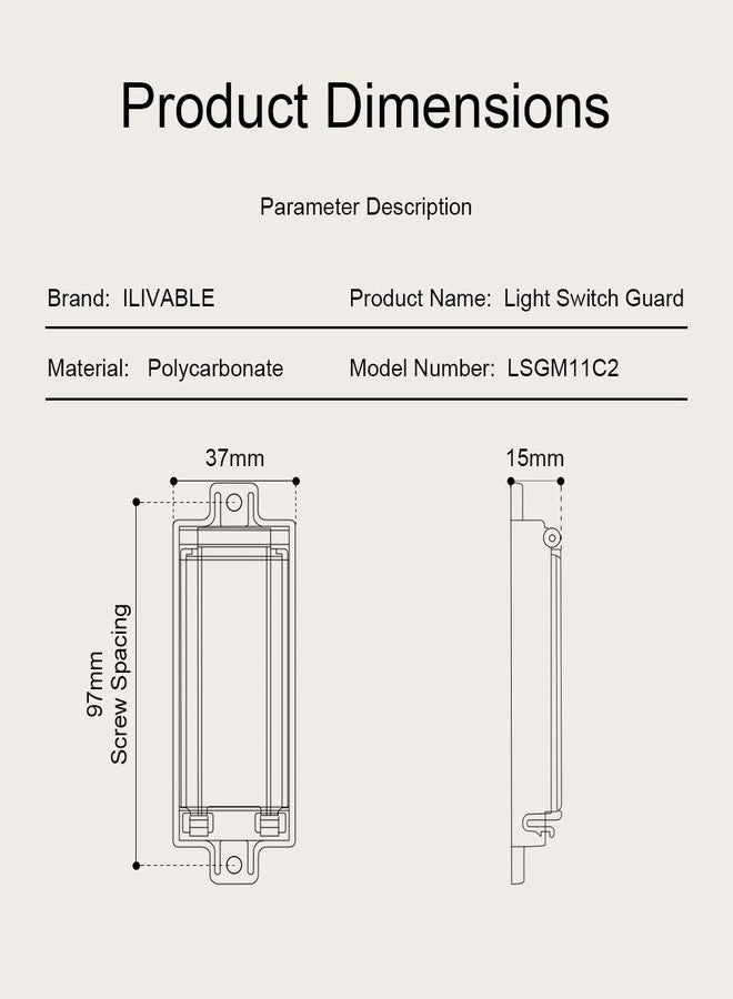 ILIVABLE حماية مفتاح الضوء، غطاء لوحة مفتاح روكر مقاوم للأطفال من ILIVABLE يمنع تشغيل/إيقاف المفتاح عن طريق الخطأ أو من قبل الأطفال مع السماح بالوصول (شفاف، 1 عبوة) - Image 3