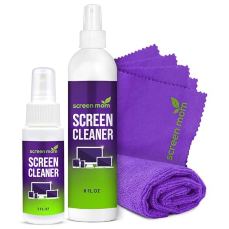 Screen Cleaner Spray and 4 Microfiber Cloths Bundle and 2oz, by, Eyeglasses or Monitor Screen Cleaner Spray and Wipe, Electronic Cleaner Spray, Car Screen Cleaning Kit - Image 1