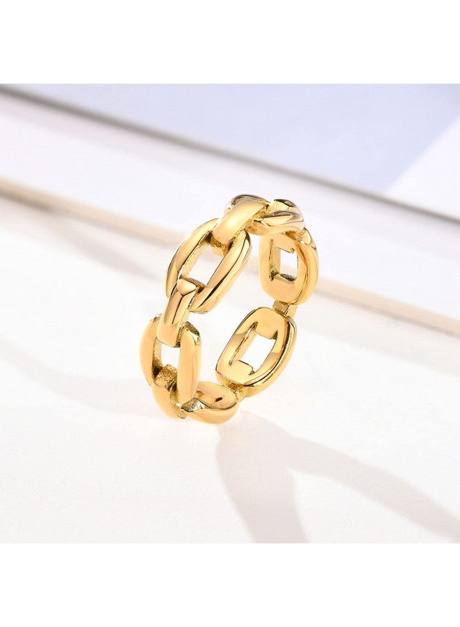 VNOX 18K Gold Plated Stainless Steel Cuff Link Ring For Women,Size 8 - Image 5