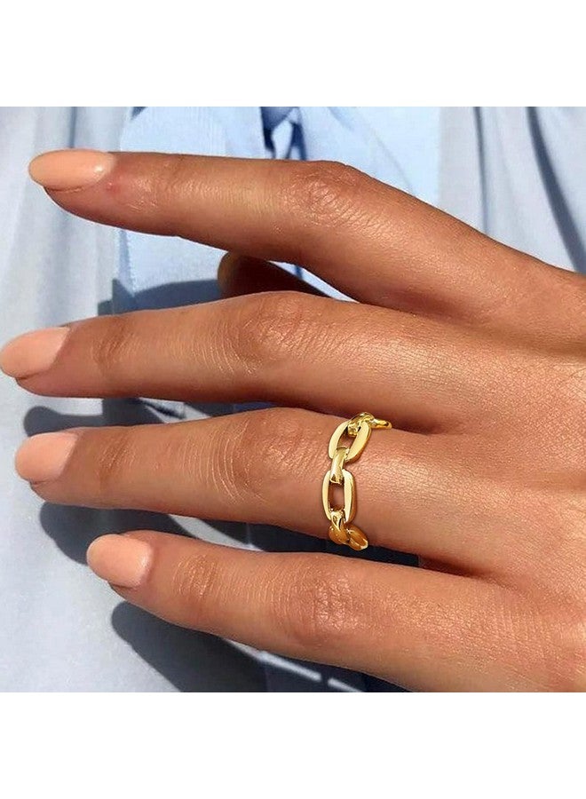 VNOX 18K Gold Plated Stainless Steel Cuff Link Ring For Women,Size 8 - Image 3