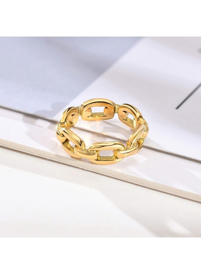 VNOX 18K Gold Plated Stainless Steel Cuff Link Ring For Women,Size 8 - Image 4