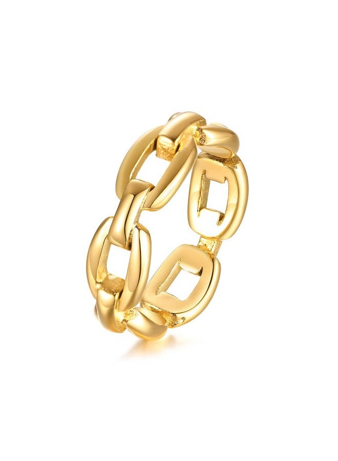VNOX 18K Gold Plated Stainless Steel Cuff Link Ring For Women,Size 8 - Image 1