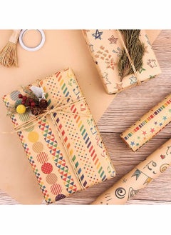 KASTWAVE Birthday Gift Wrapping Paper, 12 Sheets Folded Gift Wrapping Paper with Jute Strings, Stickers and Double-Sided Tape, Brown Premium Recyclable Gift Wrap for Birthday Occasions (50 x 70cm)  - Image 5