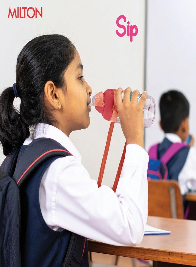 MILTON Sage 450 Sipper PET Water Bottle for School Kids | Food Grade & BPA Free | Leak Proof & Durable | Easy to Carry Loop | Ideal for Home, School & Office Use, 445 ml, Peach - Image 3