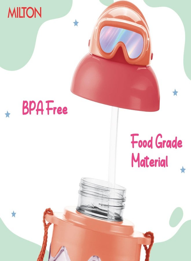 MILTON Sage 450 Sipper PET Water Bottle for School Kids | Food Grade & BPA Free | Leak Proof & Durable | Easy to Carry Loop | Ideal for Home, School & Office Use, 445 ml, Peach - Image 4