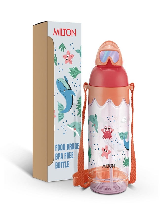 MILTON Sage 450 Sipper PET Water Bottle for School Kids | Food Grade & BPA Free | Leak Proof & Durable | Easy to Carry Loop | Ideal for Home, School & Office Use, 445 ml, Peach - Image 1