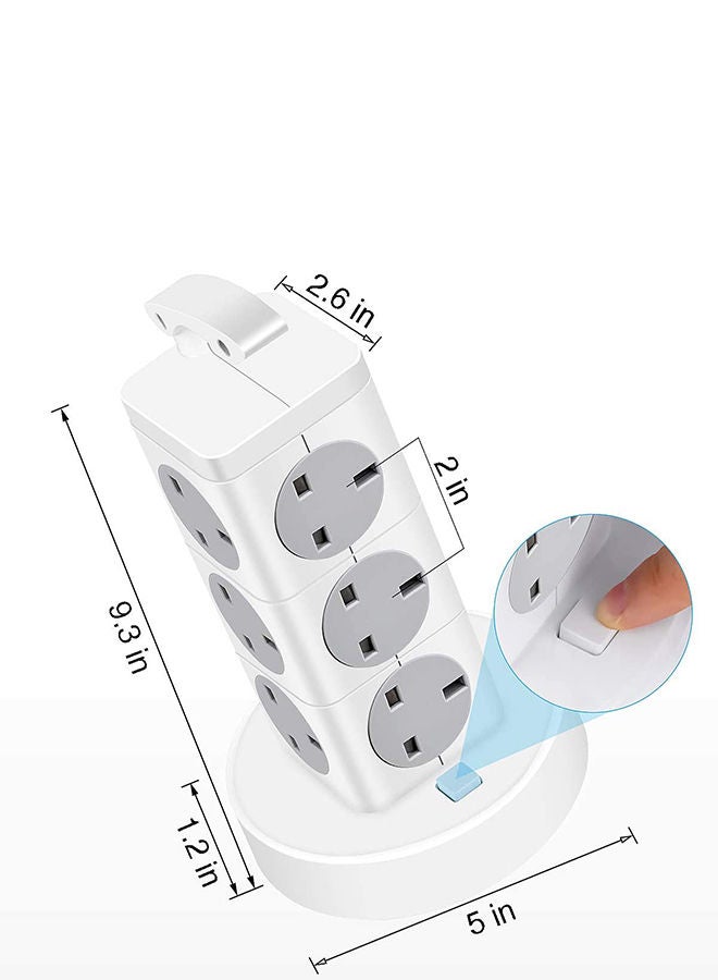Amal مأخذ الطاقة البرجية من المملكة المتحدة، 12 مخرج مع 3 منافذ شحن USB - Image 3