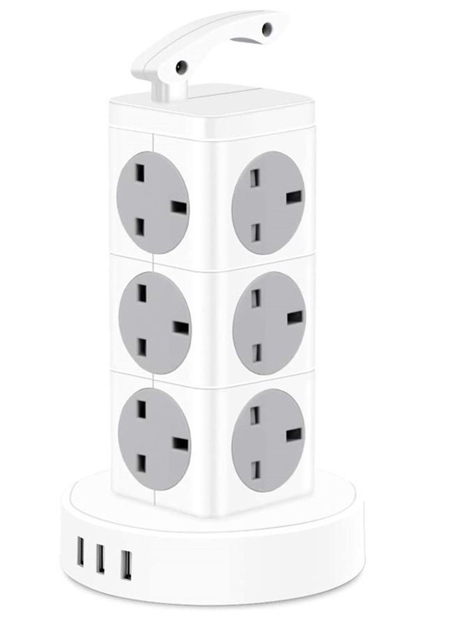 Amal مأخذ الطاقة البرجية من المملكة المتحدة، 12 مخرج مع 3 منافذ شحن USB - Image 1