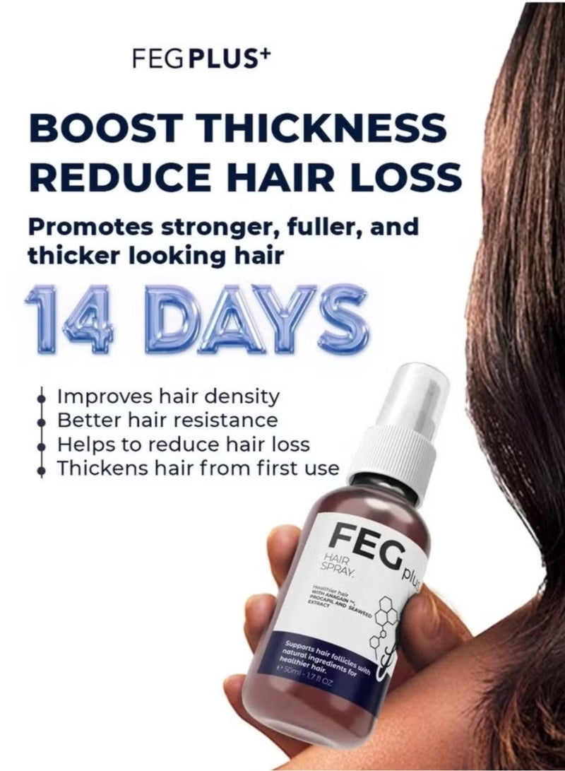 FEG Plus Hair Growth Spray 50ml | Advanced Hair Regeneration Formula with Anagain™, Procapil & Seaweed Extract | Anti Hair Fall | For Hair & Beard | Men & Women - Image 3