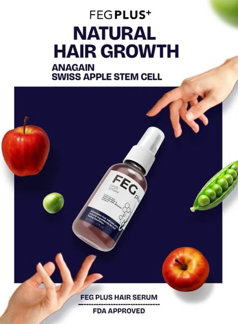 FEG Plus Hair Growth Spray 50ml | Advanced Hair Regeneration Formula with Anagain™, Procapil & Seaweed Extract | Anti Hair Fall | For Hair & Beard | Men & Women - Image 2