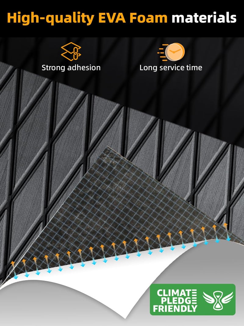 FOCEAN Boat Flooring EVA Foam Boat Decking Marine Mat Non-Slip Self-Adhesive Flooring Sheet for Motorboat Kayak Surfboard Garden Swimming Pools, 94.5''x 15.7'', Dark Grey with Black Lines - Image 2