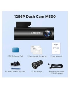 AZDOME Front Cam Dash M300 1296P Audio recording / date / time / speed , high heat tolerance/ With memory 64  - Image 3