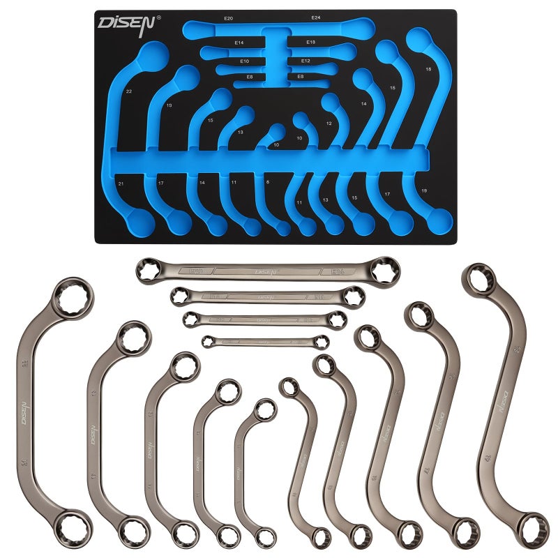 DISEN 14Piece Half MoonSStyle ETorx Wrench Set CRV Wrench 5Piece Half Moon Box Set Metric 8mm to 22mm4Piece ETorx E6E245Piece SStyle Box 1019mm12 Point EVA Foam Tool Organizer - Image 2