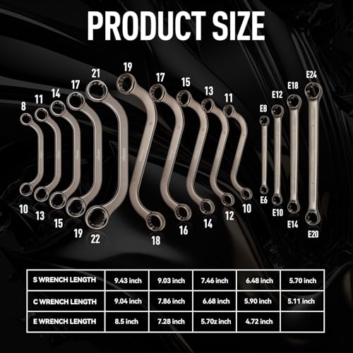 DISEN 14Piece Half MoonSStyle ETorx Wrench Set CRV Wrench 5Piece Half Moon Box Set Metric 8mm to 22mm4Piece ETorx E6E245Piece SStyle Box 1019mm12 Point EVA Foam Tool Organizer - Image 3