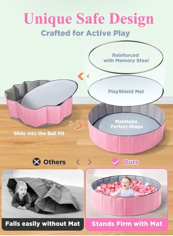 Baby Ball Pool Ball Pit for Toddlers Folding Portable Ball Pool Double Oxford Cloth Ball Pit Round Kids Ball Pit Indoor and Outdoor Game Kids Play Ball Pool Ideal Gift for Girls and Boys (NO Balls) - Image 3