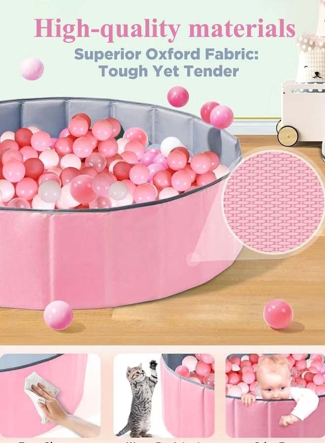 Baby Ball Pool Ball Pit for Toddlers Folding Portable Ball Pool Double Oxford Cloth Ball Pit Round Kids Ball Pit Indoor and Outdoor Game Kids Play Ball Pool Ideal Gift for Girls and Boys (NO Balls) - Image 4