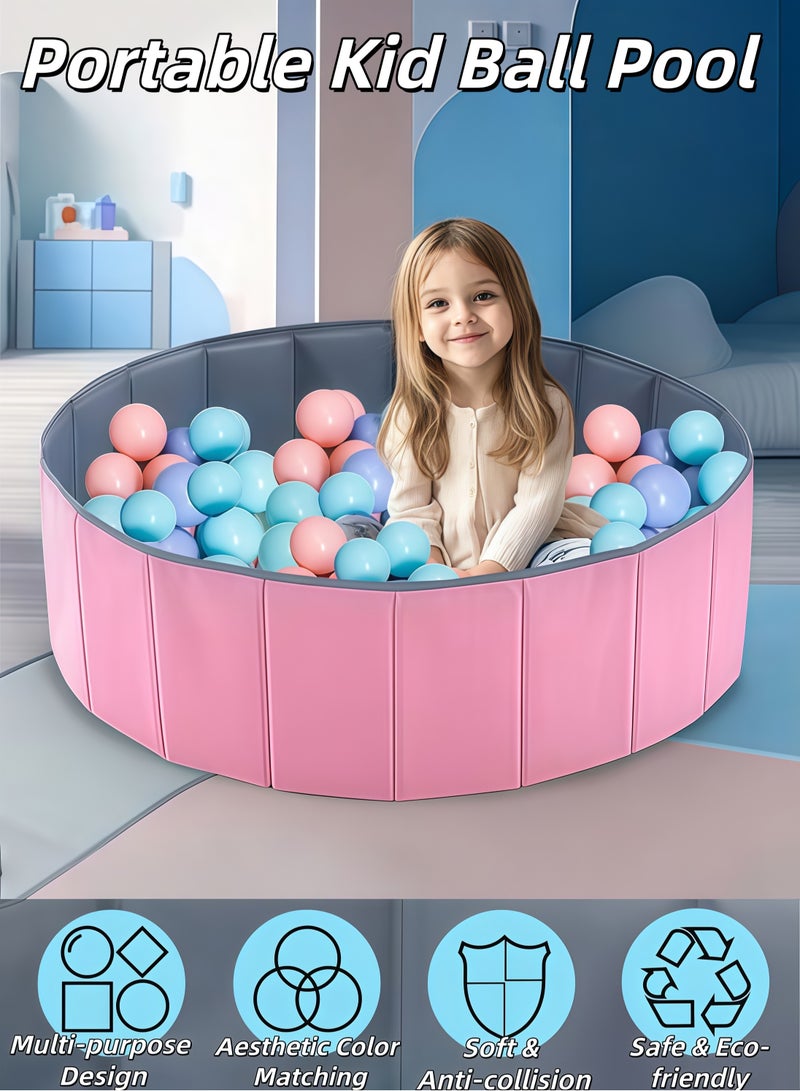 Baby Ball Pool Ball Pit for Toddlers Folding Portable Ball Pool Double Oxford Cloth Ball Pit Round Kids Ball Pit Indoor and Outdoor Game Kids Play Ball Pool Ideal Gift for Girls and Boys (NO Balls) - Image 1