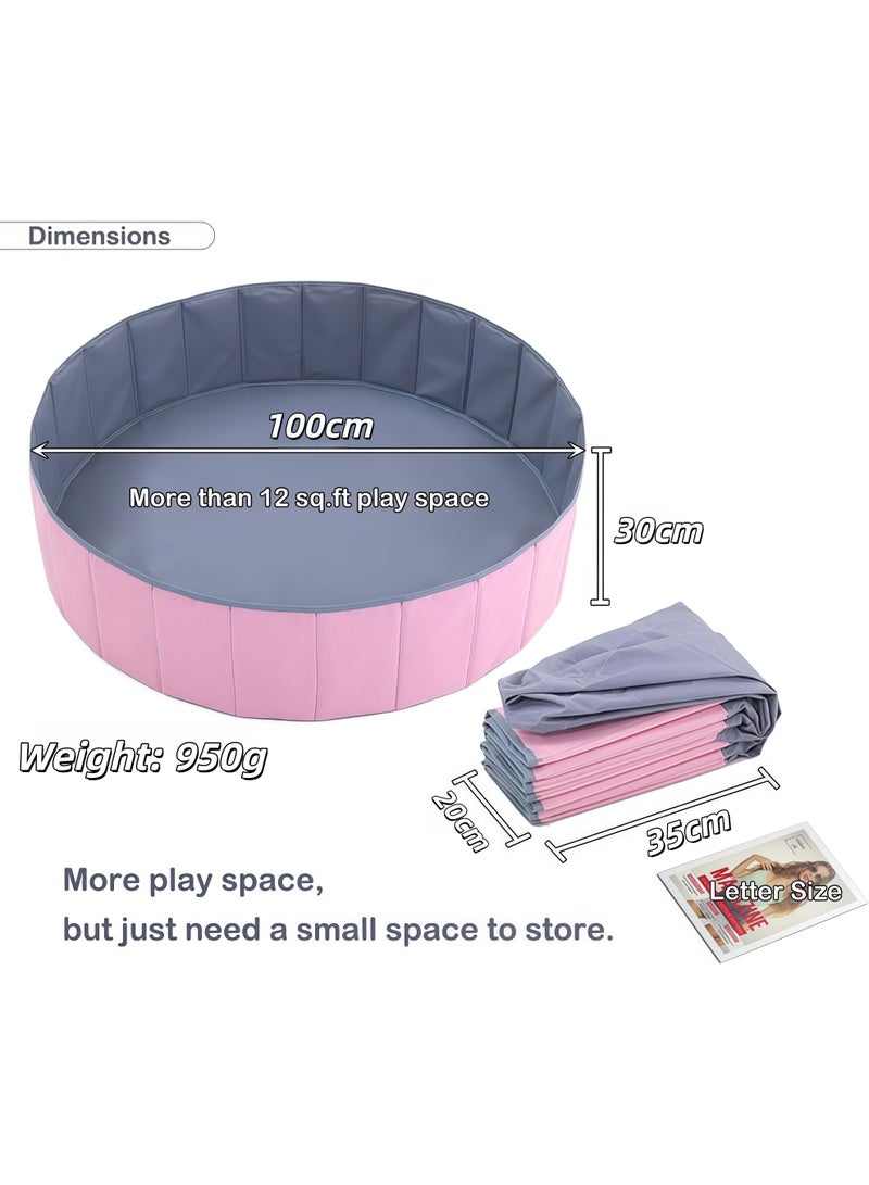 حوض كرات للأطفال، حوض كرات دائري للأطفال، حوض كرات مزدوج من قماش أكسفورد، حوض كرات قابل للطي والحمل، حوض رمل، حوض كرات للأطفال الرضع، حوض سباحة، حوض استحمام محمول، حوض استحمام للكلاب، للاستخدام الداخلي والخارجي، هدية مثالية للبنات والأولاد (الكرات غير متضمنة) - Image 2